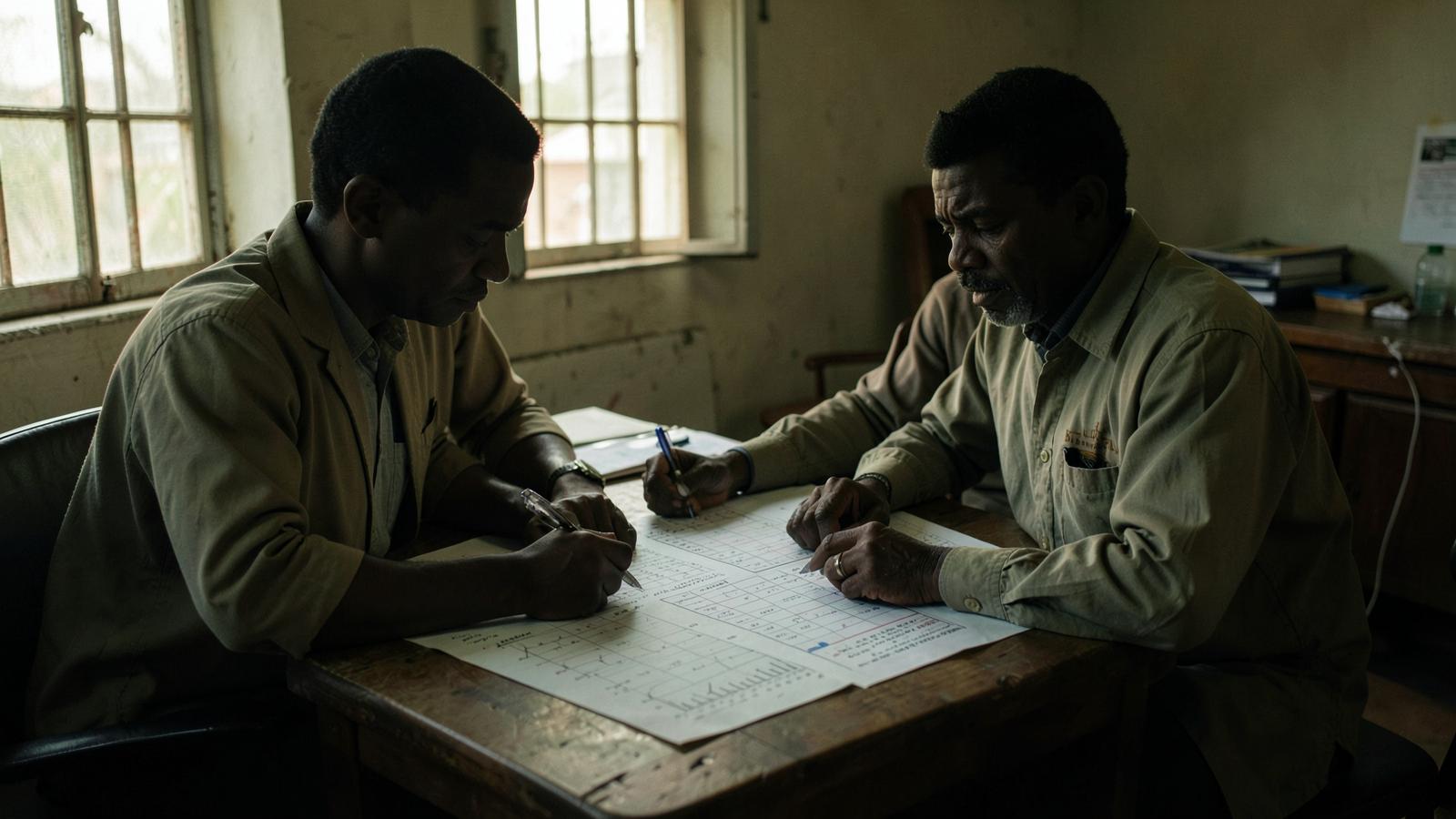 Statisticians reviewing regression tables