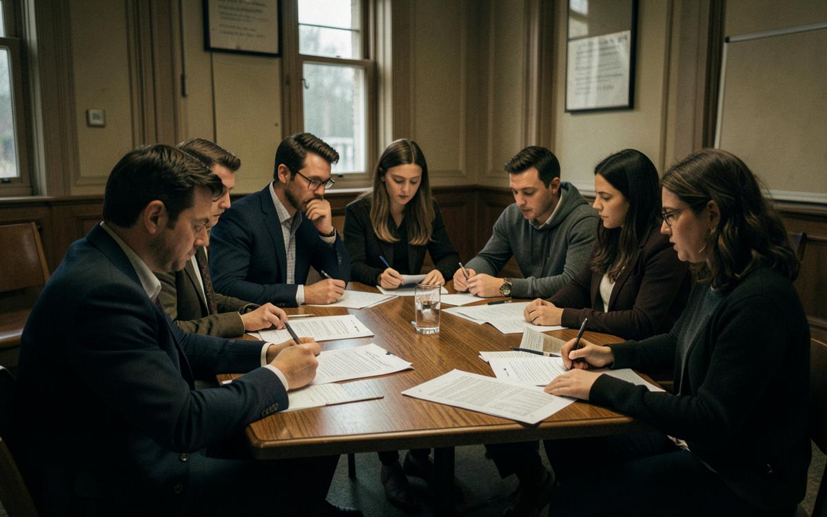 Faculty reviewing course documents