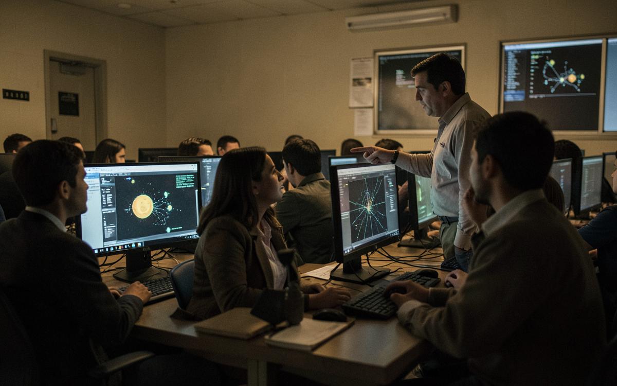 Students using a science simulation in a computer lab