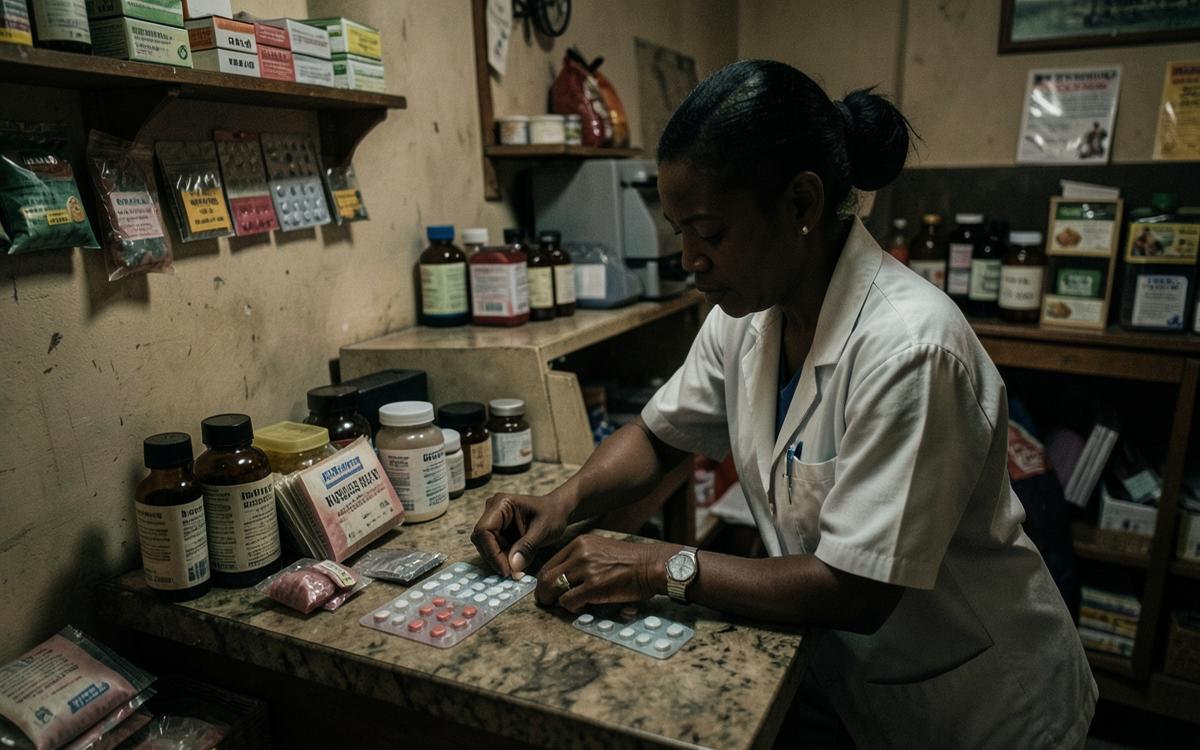 Pharmacist preparing pain relief medication