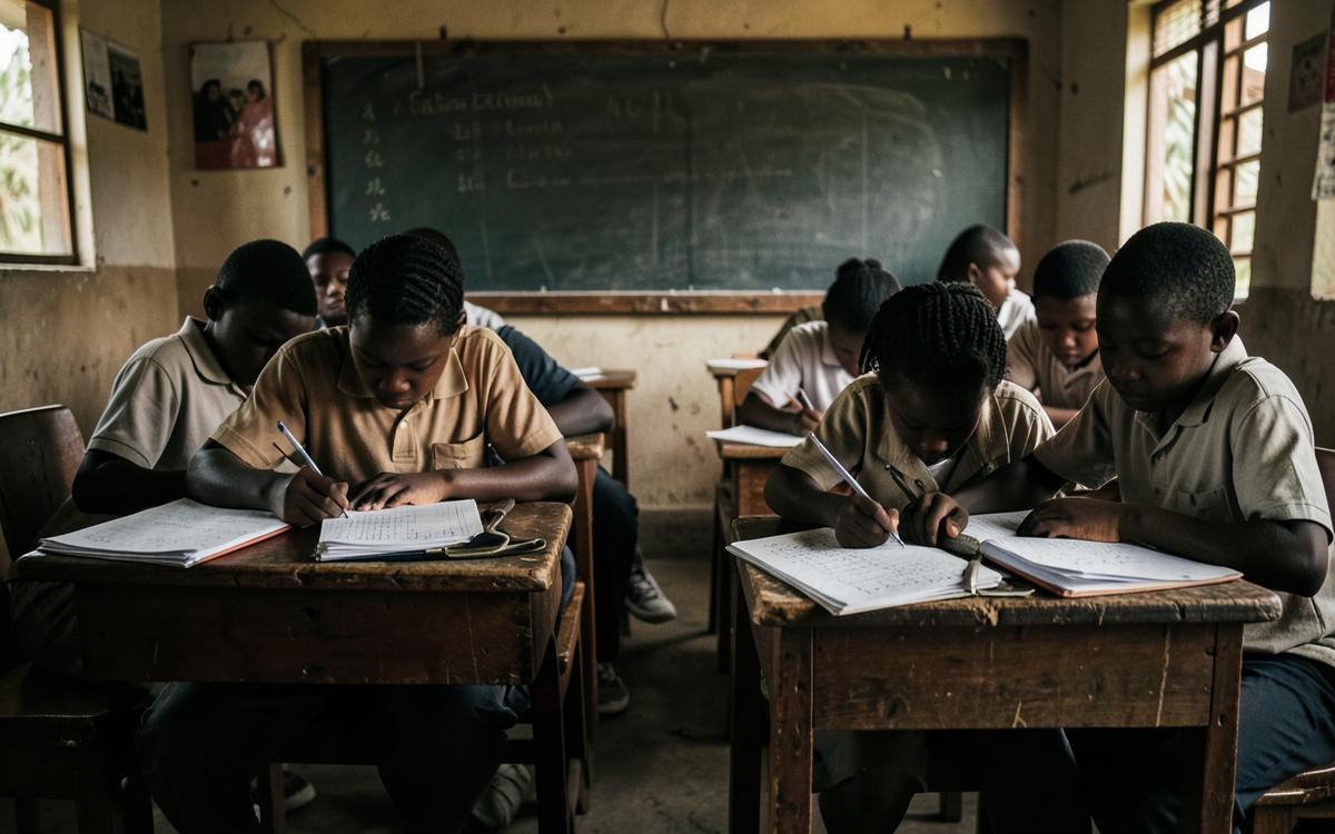 Students working on mathematics exercises