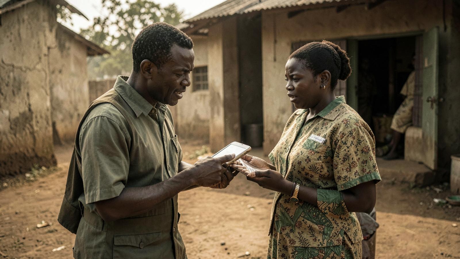 Field evaluator interviewing a community health worker