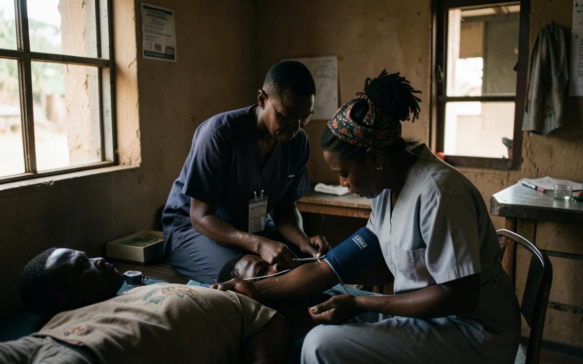 Nurse measuring a patient blood pressure reading